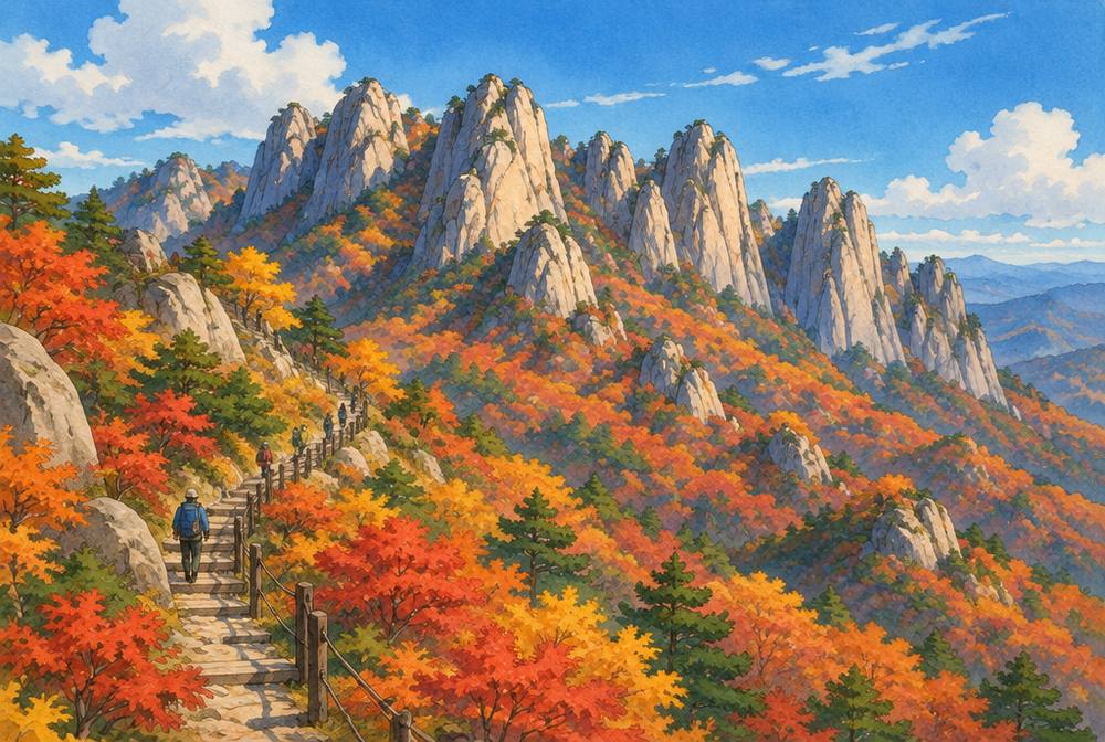 설악산국립공원 풍경 일러스트